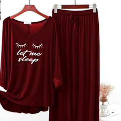 Maroon  Printed V-Neck Palazzo Lounge Wear For Women PJ Set