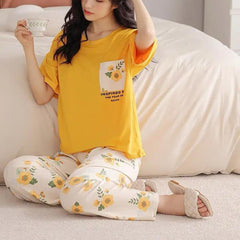 flower printed design night suit premium fabric for girls and woman