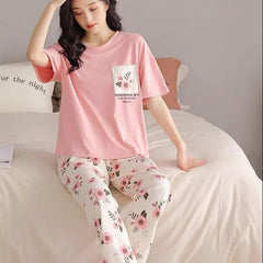 flower printed design night suit premium fabric for girls and woman