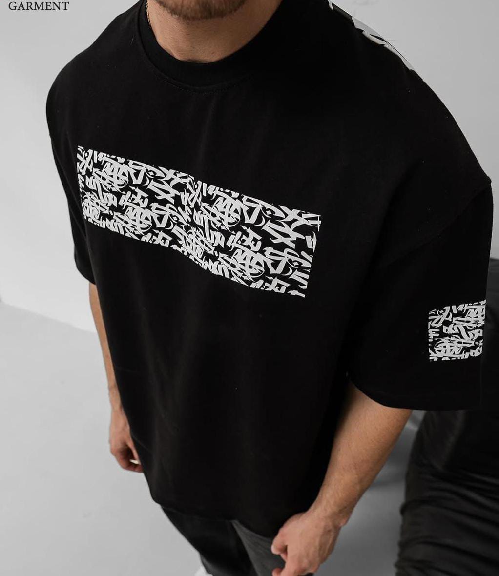 EMBOSED PRINTED DROPSHOULDER T.SHIRT